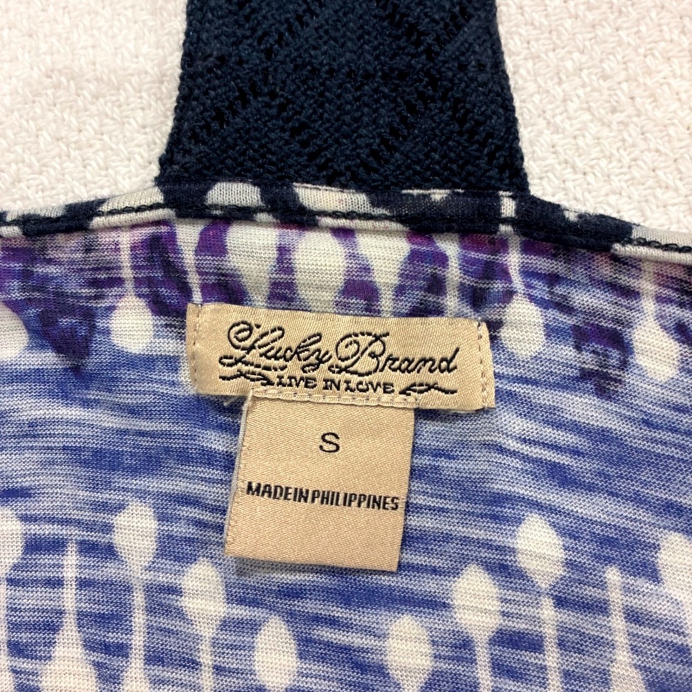 Lucky Brand Cotton Maxi Dress Blue Purple Ikat Boho Festival Indie Summer Small - Picture 8 of 11